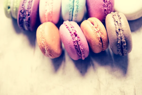 French Colorful Macaroons Background Close — Stock Photo, Image