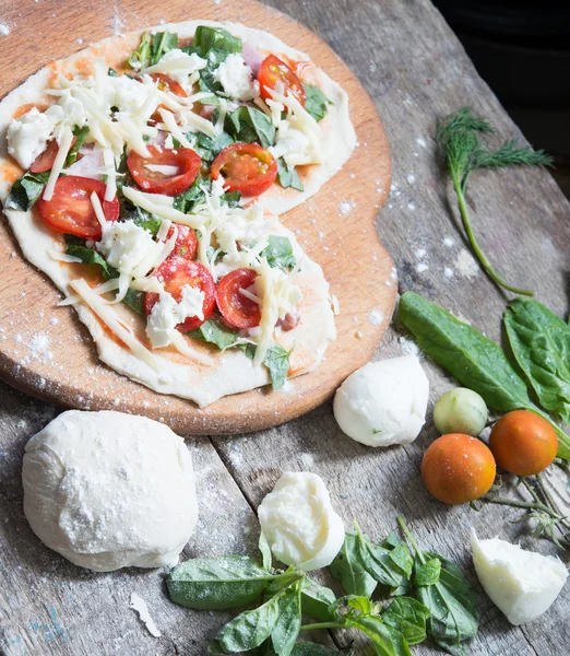 Tasty Pizza Heart Background Close — Stock Photo, Image