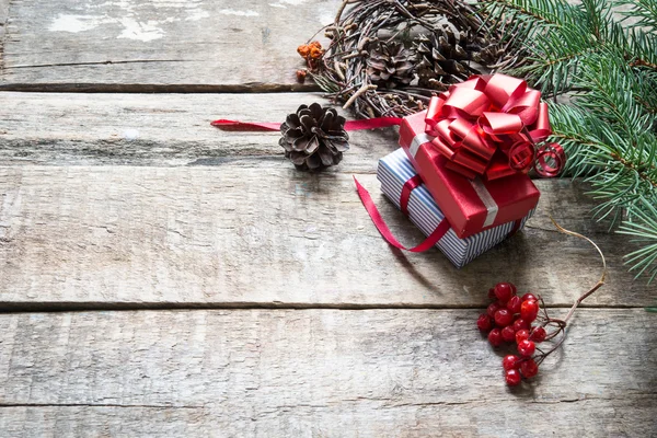 Fond Noël Avec Boîte Cadeau — Photo