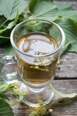 Arka planda, bitkisel çay kapatır