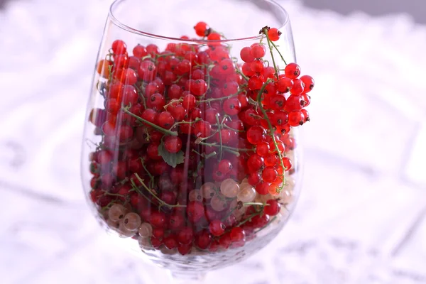 Gelbe und rote Johannisbeere im Ballon-Weinglas — Stockfoto