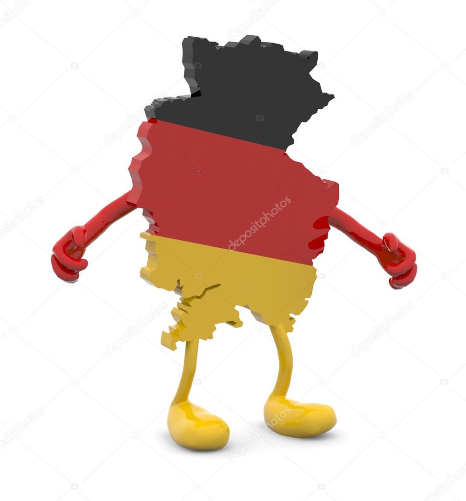 Germany map with arms and legs cartoon — Stock Photo ...