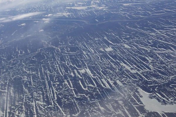 Karda Dağların Havadan Görünüşü — Stok fotoğraf