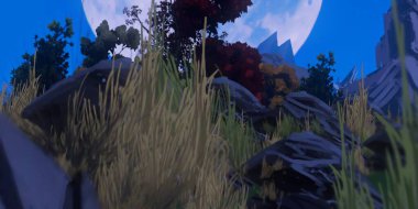 Fütürist konsept sanat. Yabancı gezegen. Bilim kurgu teması. Renkli sanatsal manzara. 2d illüstrasyon.