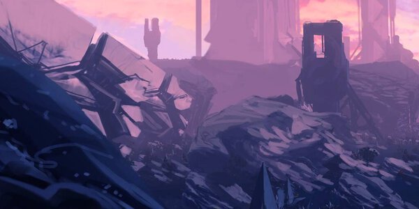 Футуристическое концептуальное искусство. Инопланетная планета. Тема научной фантастики. Красочный художественный пейзаж. 2d иллюстрация.