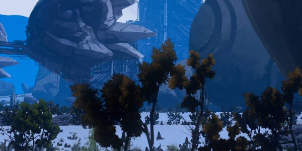 Пейзаж инопланетной планеты. Футуристическое концептуальное искусство. Научная фантастика. 2d иллюстрация.