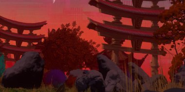 Dağları ve ormanı olan güzel bir manzara.