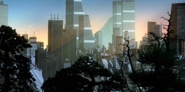 modern şehir silueti, kentsel illüstrasyon arka planı