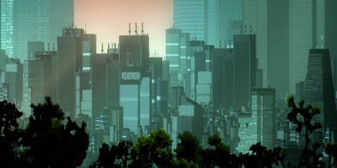 modern şehir silueti, kentsel illüstrasyon arka planı