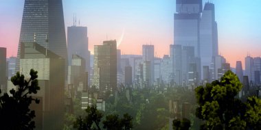 modern şehir silueti, kentsel illüstrasyon arka planı