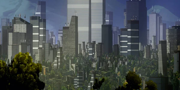現代都市のスカイライン都市のイラストの背景 — ストック写真