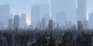 Gökdelenleri ve binaları olan modern şehir silüeti