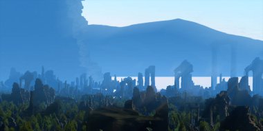 3D güzel manzaranın gösterimi