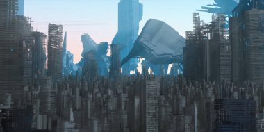 Gökdelenleri ve binaları olan modern şehir silüeti