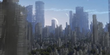 Gökdelenleri ve binaları olan modern şehir silüeti