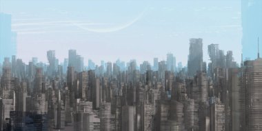 Gökdelenleri ve binaları olan modern şehir silüeti