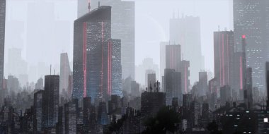 Gökdelenleri ve binaları olan modern şehir silüeti