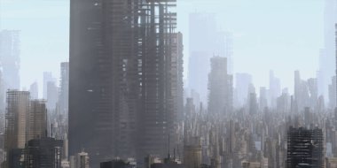 Gökdelenleri ve binaları olan modern şehir silüeti