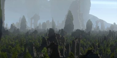 3D güzel manzaranın gösterimi