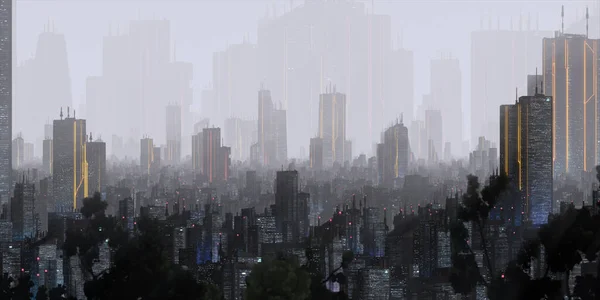 Horizonte Ciudad Moderna Con Rascacielos Edificios —  Fotos de Stock