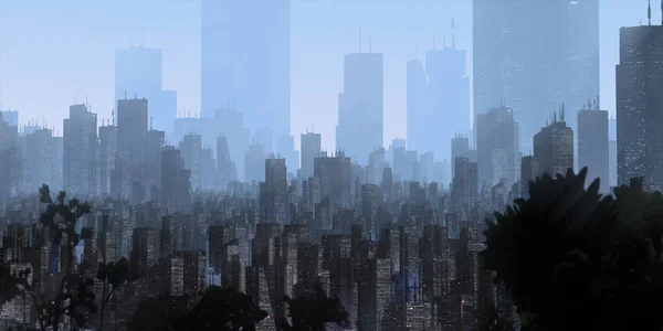 Horizonte Ciudad Moderna Con Rascacielos Edificios — Foto de Stock