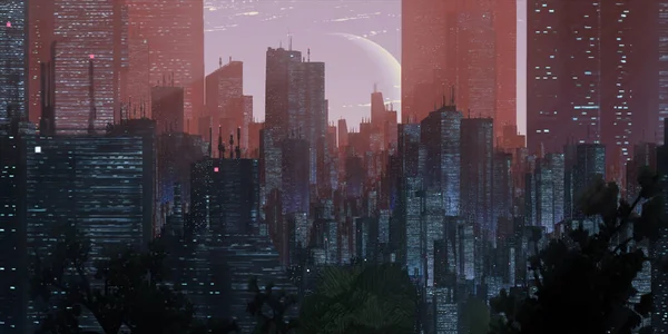 Gökdelenleri ve binaları olan modern şehir silüeti