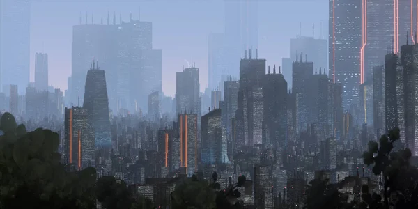 高層ビルやビルが立ち並ぶ現代都市のスカイライン — ストック写真