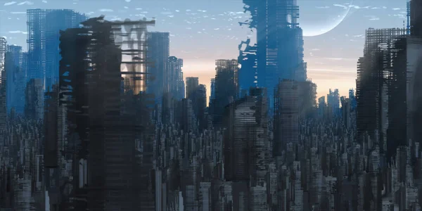 Skyline Cidade Moderna Com Arranha Céus Edifícios — Fotografia de Stock