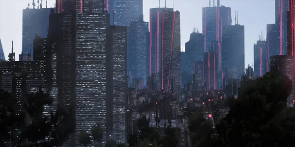 Σύγχρονη Πόλη Ορίζοντα Ουρανοξύστες Και Κτίρια — Φωτογραφία Αρχείου