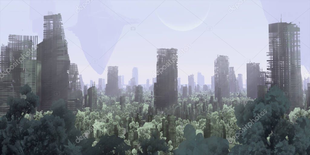 modern city skyline with skyscrapers and buildings