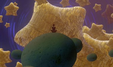 Soyut arka planda insan silueti, hayal gücü kavramı.