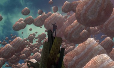 Soyut arka planda insan silueti, hayal gücü kavramı.