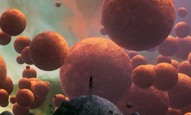 Soyut arka planda insan silueti, hayal gücü kavramı.