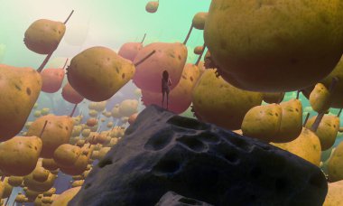 İnsan silueti ile soyut kavramsal yaratıcı arka plan