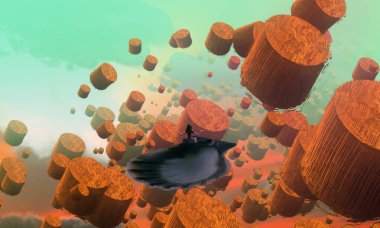 İnsan silueti ile soyut kavramsal yaratıcı arka plan