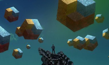 İnsan silueti ile soyut kavramsal yaratıcı arka plan