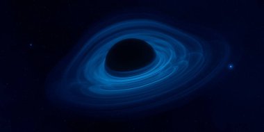 Uzayda kara delik, astronomik nesne. Dijital konsept sanat illüstrasyonu.