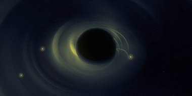 Uzayda kara delik, astronomik nesne. Dijital konsept sanat illüstrasyonu.