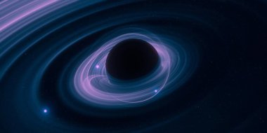 Uzayda kara delik, astronomik nesne. Dijital konsept sanat illüstrasyonu.