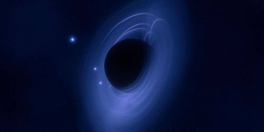 Uzayda kara delik, astronomik nesne. Dijital konsept sanat illüstrasyonu.