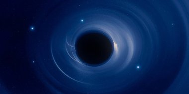 Uzayda kara delik, astronomik nesne. Dijital konsept sanat illüstrasyonu.