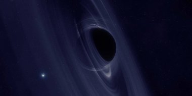 Uzayda kara delik, astronomik nesne. Dijital konsept sanat illüstrasyonu.