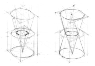 stylish hand-drawn sketch of geometrical figures on white background