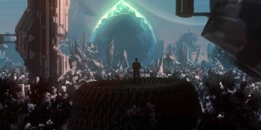 Fantezi arka plandaki bir kişinin soyut, silüeti