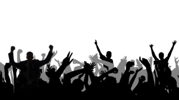 Silhouettes de foule acclamant avec Alpha 