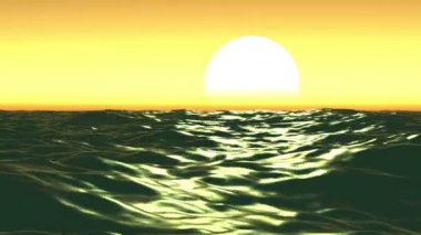 Deniz ve güneş batımı. Turuncu gökyüzü. İlmekledi animasyon. HD