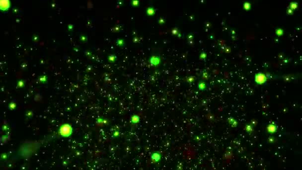 Schiebbarer Bewegungshintergrund steigende leuchtende Rreen-Teilchen — Stockvideo