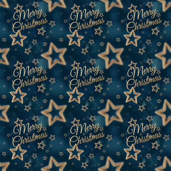 Merry Christmas on the night stars seamless pattern 2 — Stock Photo, Image