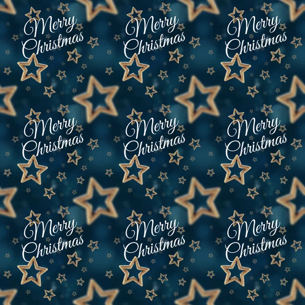 Merry Christmas on the night stars seamless pattern 2 — Stock Photo, Image