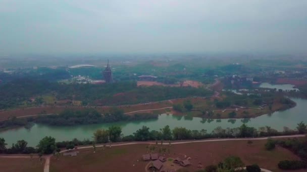 Повітряне Відео Про Поля Будівлі Сільському Китаї — стокове відео